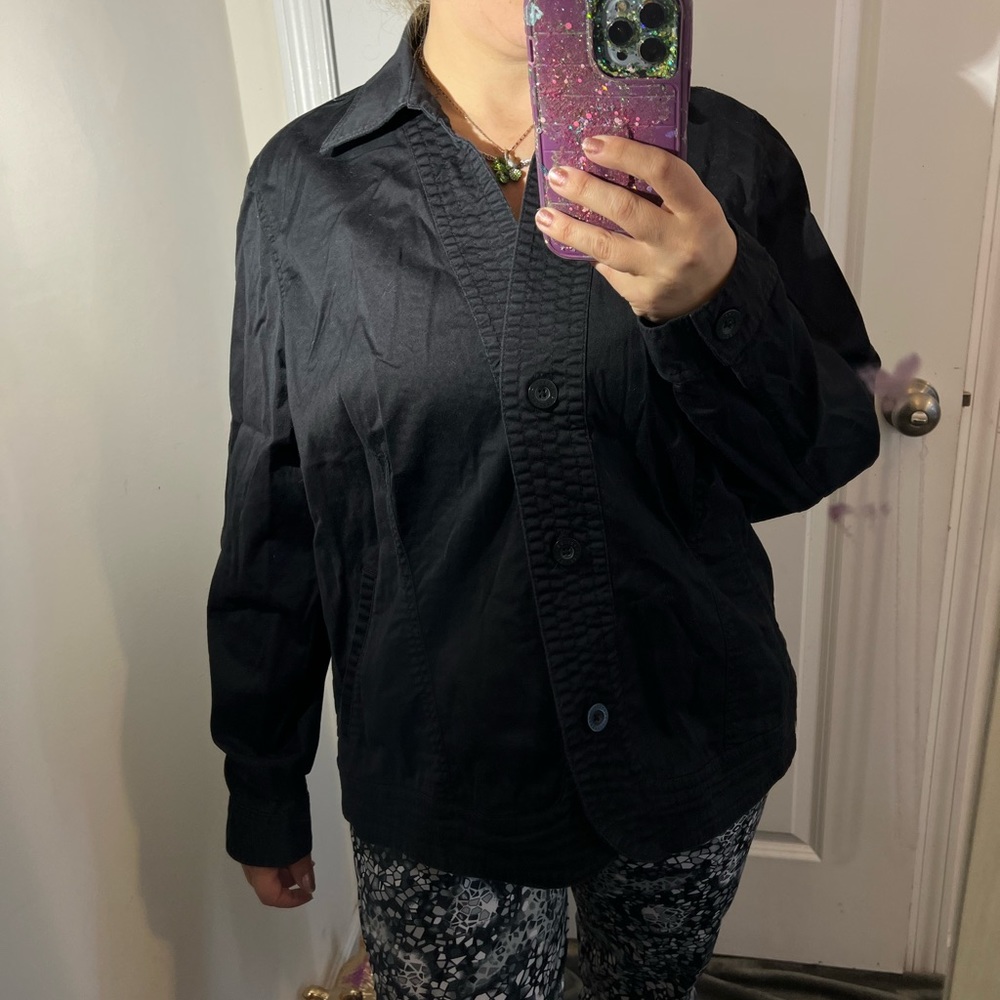 COLDWATER CREEK 1X BLACK BLAZER JACKET EUC WARM LAYER CUTE